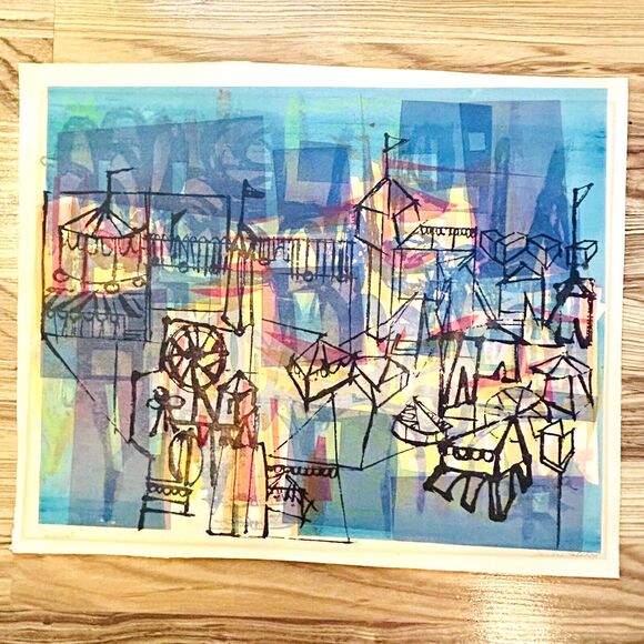 Sandra Holubow Abstract Print Signed Number Chicago Artist "Carnival" 15" x 19" - Picture 1 of 11